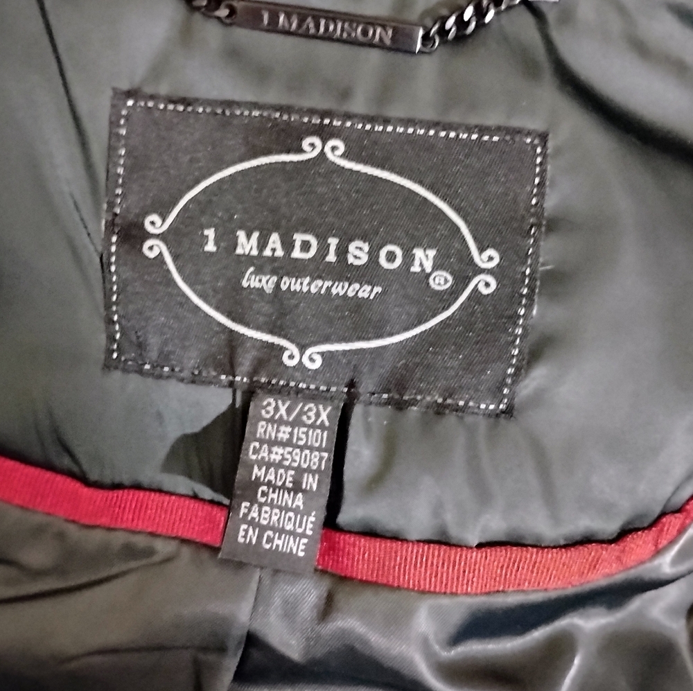 1 Madison Dark Jade Green Down Puffer Coat With Fur Trimmed Hood - Picture 12 of 12
